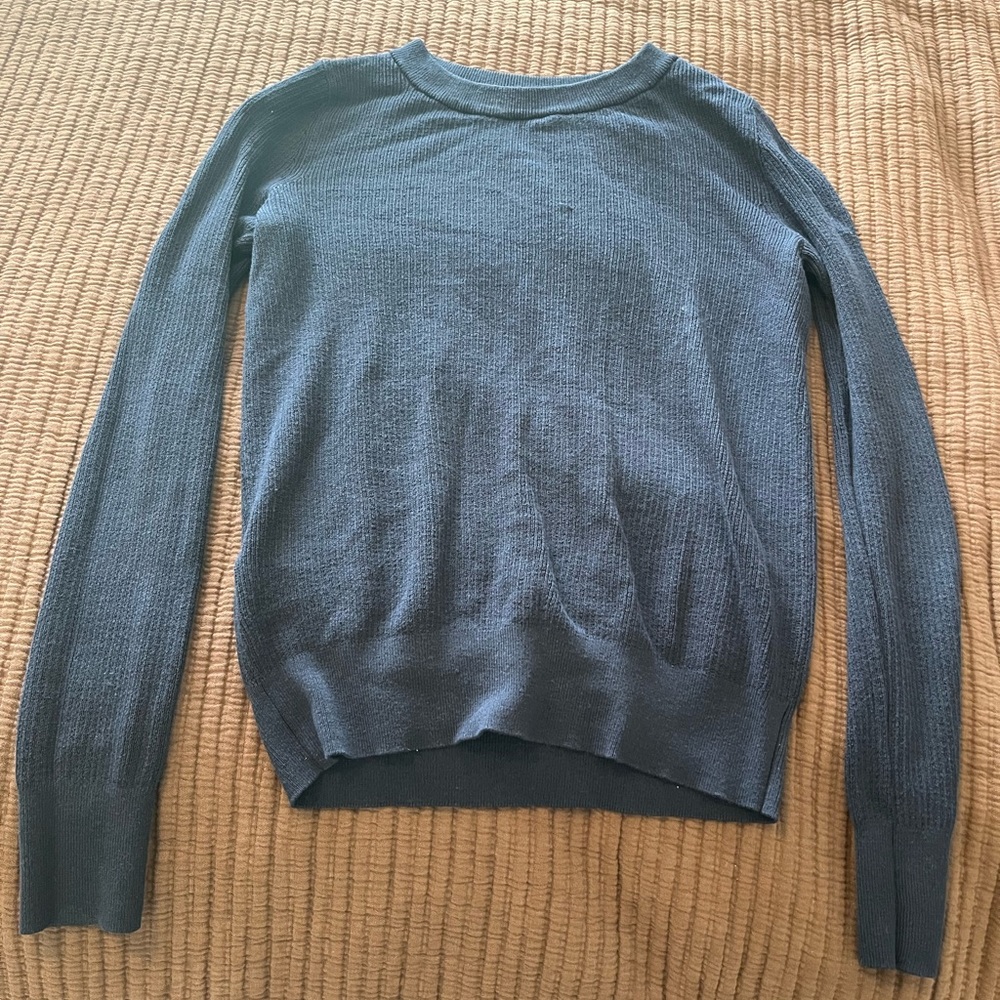 Navy Blue Knit Crew Neck Pullover Sweater